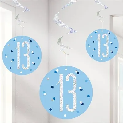 Produktbild von 13. Geburtstag Hängedeko blau 6-teilig