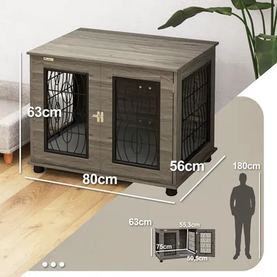 Immagine prodotto di Cuccia per cani PawHut per uso domestico, con cuscino e porta anteriore chiudibile, grigia
