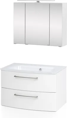Produktbild von Waschtisch-Set Waschbecken Waschbeckenunterschrank "Stockholm I" Matt Weiß