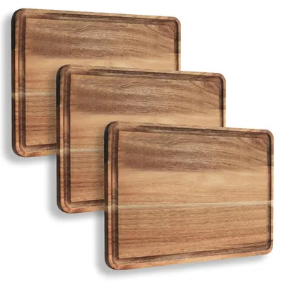 Produktbild von Set aus 3 Holzschneidebrettern mit Saftrinne