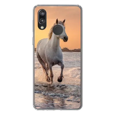 Produktbild von MuchoWow® Handyhülle Schutzhülle Hülle für Huawei P20 Lite (2020) Pferde - Sonne - Meer - Strand - Tiere Silikon Softcase Handy Hülle - Kartenhalter