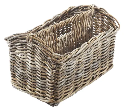 Produktbild von Kobolo Zeitungsständer Magazinsammler Zeitschriftenkorb aus Rattan - kubu grey - 2 Fächer Bücher Ordnungsbox Magazine Aufbewahrungskorb Book Holder