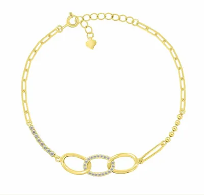 Produktbild von Vergoldetes Damenarmband mit klaren Zirkonen BRC159W
