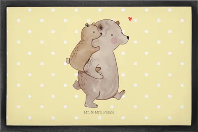 Produktbild von Mr. & Mrs. Panda Schmutzfänger Papa Bär 50 x 75 cm - Gelb Pastell - Geschenk, Schmutzfangmatte, Geburtstag, Fußabtreter, Fussmatte, Vatertag, fußmatte, Gummi-Fußmatte