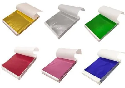 Obrázok produktu pre Imitačná zlatá fólia, 300 kusov, pozlátenie, 6 farieb, pre umenie a remeslá