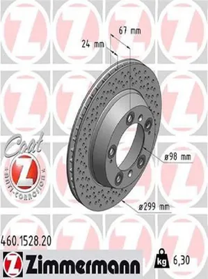 Produktbild von 2x ZIMMERMANN Bremsscheibe 460.1528.20 für PORSCHE BOXSTER (986) BOXSTER (987)