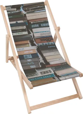Produktbild von Dreamroots Liegestuhl klappbar Holz, Buchenholz bis zu 130 kg, Sonnenliege klappbar mit 3-stufiger Neigungsregulierung der Rückenlehne, Old Books