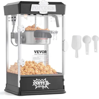 Zdjęcie produktu dla VEVOR urządzenie do popcornu urządzenie do popcornu o mocy 480 W, urządzenie do popcornu czajnik 4 uncje, 1,5 galona na załadunek, zawiera 3 kinowe kulki do kukurydzy, czarny