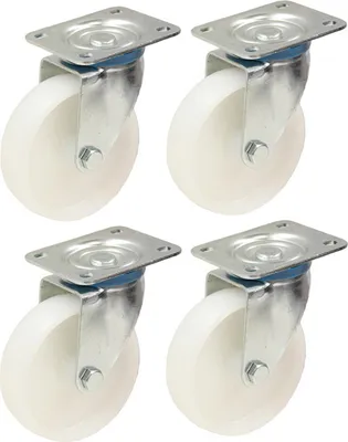 Immagine prodotto di ruote in nylon da 80 mm 3" pollici - set di ruote piroettanti per impieghi gravosi da 120 kg ciascuna - set da 4