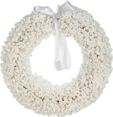 Produktbild von BELIANI Weihnachtskranz Weiß Metall 40 cm Rund mit Künstlichem Schnee Traditioneller Stil Modernes Design Türkranz