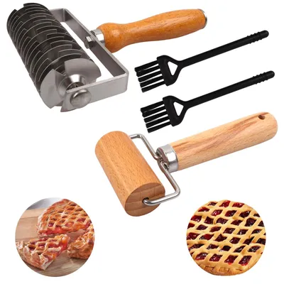 Imagen del producto de Juego de 4 piezas con rodillos de acero inoxidable y utensilios de corte