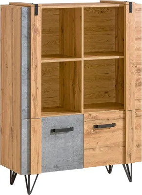 Immagine prodotto di Scaffale basso con ante CONOVER - rovere wotan / cemento / nero