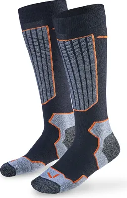 Produktbild von BLACK CREVICE - Damen/Herren/Kinder - Merino Ski-, Snowboard- & Wintersportsocken - 2 Paar | Farbe: Schwarz/Orange | Größe: 2 (39-42)