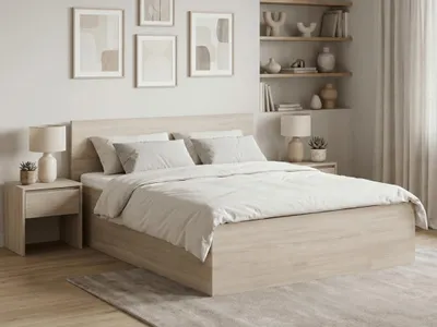 Produktbild von SOFIA Bett 180 x 200 cm, Sonoma-Eiche, Matratze: Deluxe-Matratze 10 cm, Lattenrost: Ohne Lattenrost