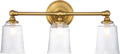 Produktbild von Badleuchte Metall Glas B: 53,3 cm IP44 in Messing G9 3-flammig länglich 3000 K warmweiß 900 lm