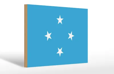 Produktbild von Holzschild Flagge Mikronesiens 30x20cm Flag Micronesia