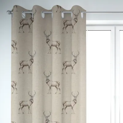 Produktbild von SCHÖNER LEBEN. Vorhang Fryett`s Halbpanama Landhaus Hirsch natur braun 245cm oder Wunschlänge Aufhängung Ösen