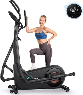 Image de Vélo Elliptique - Merach, Pour Maison, 8 Niveaux De Résistance, Réglage Manuel, Avec Moniteur, App Connecté