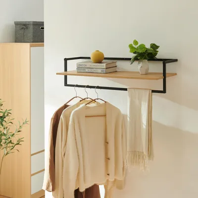 Produktbild von Wandgarderobe 'Evje' 80x30x20 cm Eicheoptik/Schwarz