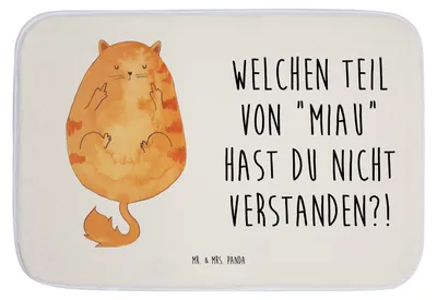 Produktbild von Mr. & Mrs. Panda Badteppich Katze Mittelfinger - Weiß - Geschenk, Cats, Kater, Badezimmerteppich, Duschvorleger, duschmatte, Katzen, Badvorleger, Badematte, Cat, Mietze