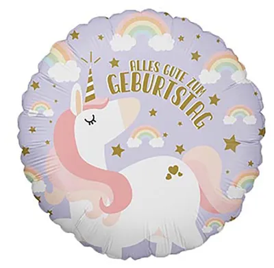 Produktbild von 18"/Ø46cm Folienballon "Alles Gute zum Geburtstag Einhorn"