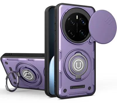 Produktbild von Magnetische Handyhülle für Honor Magic7 Pro mit Kameraschutz Schieber, Ringhalter und Ständer, Stoßfeste Hülle Lila