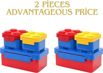 Produktbild von Kinder Brotdose 2er Stück - Vielseitige Lunchbox mit Bento Box - Lunchbox aus Kunststoff mit Clip - Vesperdose für Kindergarten - mit 3 Fächern