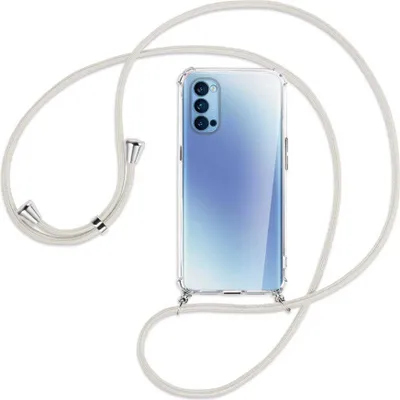 Produktbild von Handykette Backcover-Schutzhülle mit Band (Metall silberfarben) für Oppo Reno5 4G/5G - broken white