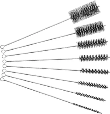 Produktbild von Rohrreinigungsbürsten, 40,6 cm lang, mit Edelstahlborsten, für Bohrungen und Rohre, 8 Stück