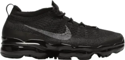 A black Nike Air Vapormax 2023 shoe shown from the side.