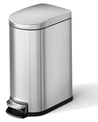 Productafbeelding van Wastafelbak voor de badkamer - 6 liter - Smal - RVS - Deksel met soft-close mechanisme - Binnenbak - Zilver