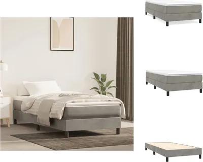 Obrázok produktu pre vidaXL Posteľ Boxspring svetlosivá 100x200 cm zamat - Postele a rámy postelí