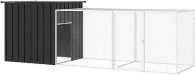 Obrázek produktu pro Kurník – venkovní – bezpečné ustájení zvířat – pancéřovaná ocel – 300 × 91 × 100 cm – šedý