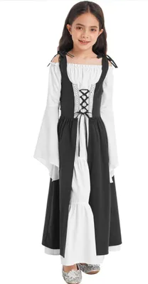 Produktbild von Mädchen Mittelalter Kostüm Gr. 134-140 Cm Kinder Trachtenkleid für Oktoberfest Halloween Fasching Kostüme Verkleidung