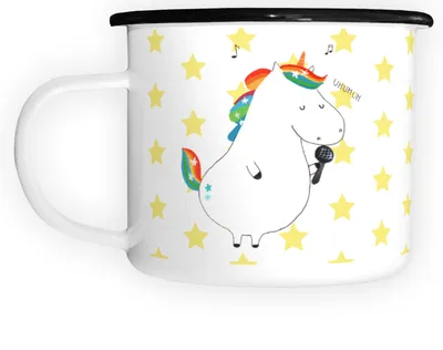 Produktbild von Mr. & Mrs. Panda Teebecher Einhorn Sänger - Weiß - Geschenk, Teetasse, Einhörner, Emaille Kaffeebecher, Fest, Tasse, Pott, Freundin, Glitzer, Aus, Deko, Geburtstag, Disco