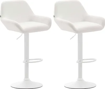 Produktbild von CLP 2er Set Barhocker Braga Kunstleder drehbar und höhenverstellbar weiß Gestell Farbe weiß
