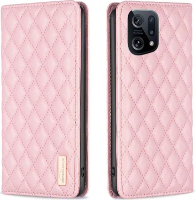Produktbild von OPPO Find X5 Hülle, Elegant Bookstyle Flip Leder Kartenfächer Schutzhülle mit Ständer für OPPO Find X5 Pink
