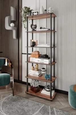 Immagine prodotto di Skye Decor, Bookcase 6 Rect - Walnut, libreria, noce, 100 % MDF, 60 x 173 x 30 cm