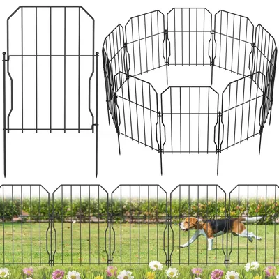 Productafbeelding van Tuinhek Steekhek Roosterhek Tuinrooster - 10-delig - 40 x 31 cm - Metaal - Zwart