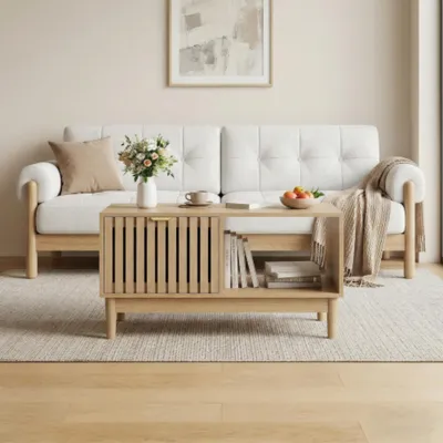 Produktbild von Couchtisch Wohnzimmer-Mitteltisch mit Gitterstruktur, Kaffeetisch mit einer Schublade, Wohnzimmertisch