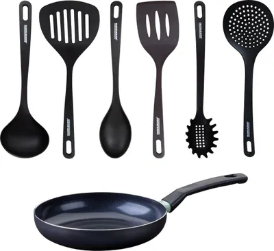 Image de Set poêle antiadhésive céramique 24 cm et 6 ustensiles Fackelmann Brandao