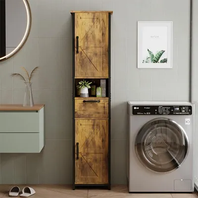Zdjęcie produktu dla Szafka Słupek Do Łazienki Pokoju Regał Z Szufladą Półkami Wąska Loft 169 Cm