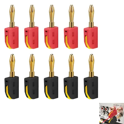 Produktbild von 4mm Bananenstecker 10 Stück, Lautsprecher Banana Plug 32A, Kabelverbinder für Boxen, Endstufen, Receiver, Audio Steckverbinder