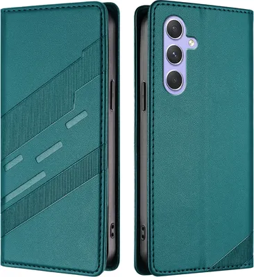 Image de Etui pour Samsung Galaxy A55 5G, étui en cuirPolyuréthaneavec fente pour cartes et fonction stand Grün