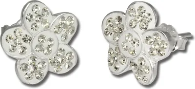 Produktbild von SilberDream weiß Ohrringe Blume Zirkonia 925 Silber Ohrstecker GSO213W