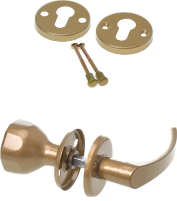 Produktbild von Aqbau® Türdrücker mit Türknopf & rosette PZ | Knopfdrücker | Türknauf | Knauf - Gold