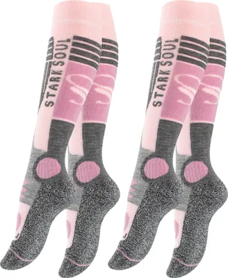 Produktbild von Stark Soul® Ski & Snowboard Socken 2 Paar, mit Spezialpolsterung 35-38 Rosa/Grau