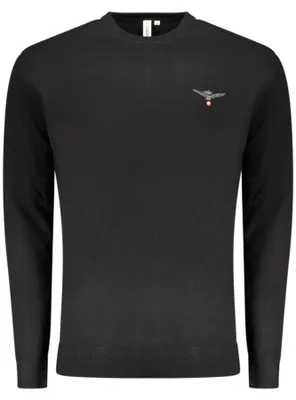 Immagine prodotto di Elegante maglione da uomo nero - Maniche lunghe, scollo rotondo e ricami