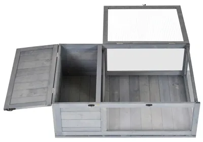 Immagine prodotto di PawHut: casetta in legno per tartarughe con recinto e casette principali, grigio