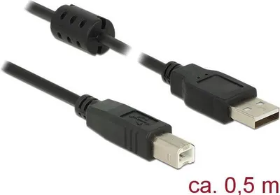 Productafbeelding van Delock 84894 USB Kabel Delock A -> B St/St 0.50m schwarz